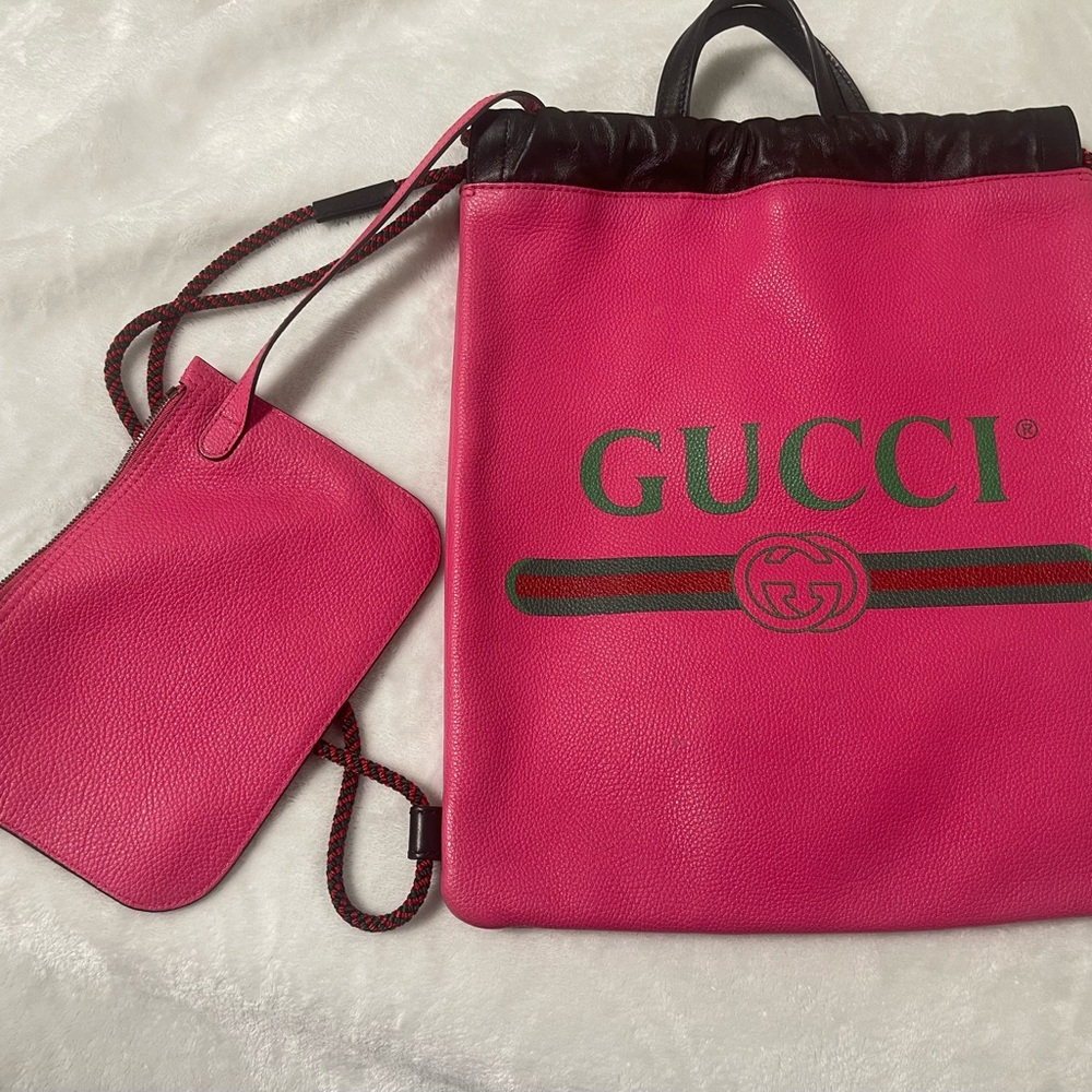 Gucci AUTHENTIC GG Marmont Leather drawstring bag made in Italy
